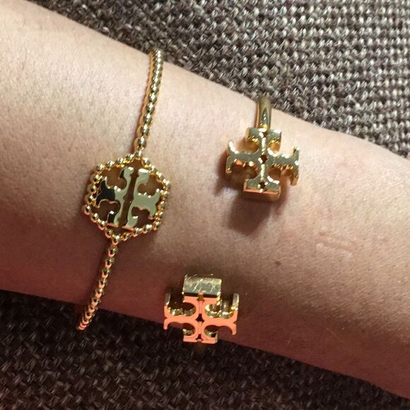 TORY BURCH KIRA 18K GOLD PLATED CUFF BRACELET - Picture 1 of 8